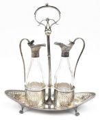 GEORGE VI HALLMARKED SILVER & GLASS OIL AND VINEGAR CRUET