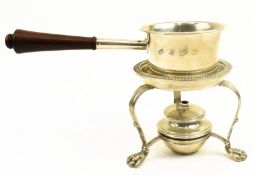 A 20TH CENTURY HALLMARKED SILVER BRANDY WARMER
