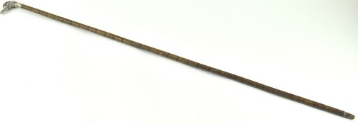 GEORGE V HALLMARKED SILVER DUCK HEAD & PALMWOOD WALKING STICK