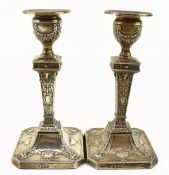 PAIR OF EDWARDIAN HALLMARKED SILVER CANDLESTICKS 1900 SHEFFIELD