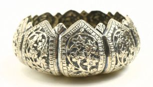 20TH CENTURY INDO PERSIAN REPOUSSE SILVER BOWL IN FORM OF A LOTUS FLOWER