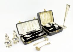 TWO CASED OF HALLMARKED SILVER CHRISTENING SETS & OTHER SILVER ITEMS