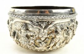 AN EARLY 20TH CENTURY BURMESE 90 SILVER THABEIK BOWL
