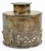 A 19TH CENTURY VICTORIAN HALLMARKED SILVER TEA CADDY