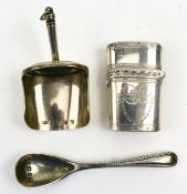 GEORGE III & VICTRIAN HALLMARKED SILVER VESTA & SPOONS