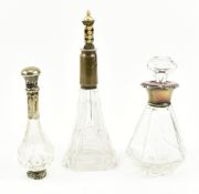 COLLECTION OF THREE 20TH CENTURY HALLMARKED COLLARED PERFUME BOTTLES