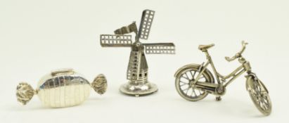 COLLECTION OF THREE 20TH CENTURY SILVER MINIATURE PIECES