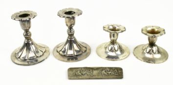 TWO PAIRS OF 20TH CENTURY FINNISH 830H SILVER CANDLESTICKS