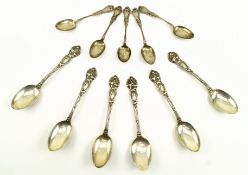 COLLECTION OF ELEVEN STERLING SILVER TABLE SPOONS & TEASPOONS