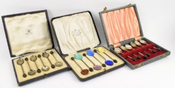 THREE CASED SETS OF 20TH CENTURY HALLMARKED SILVER COFFEE SPOONS