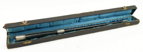 CASED GEORGE VII HALLMARKED SILVER & EBONY CONDUCTOR'S BATON