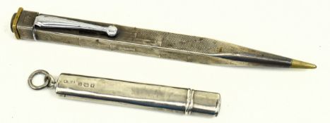 AN EDWARD VII HALLMARKED SILVER PENCIL HOLDER & A YARD O LED PENCIL