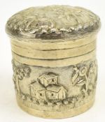 A 20TH CENTURY POSSIBLY INDIAN SILVER LIDDED TRINKET / JEWELLERY BOX