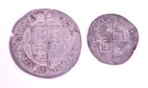 TWO 16TH CENTURY QUEEN ELIZABETH I SILVER COINS