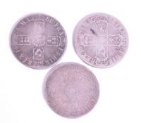 THREE 17TH CENTURY SILVER CROWN COINS