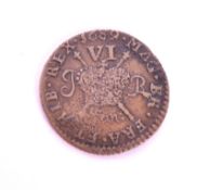 1689 KING JAMES II GUNMONEY COINAGE SIXPENCE