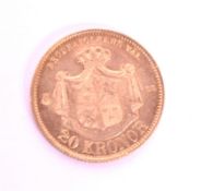 OSCAR II - SWEDEN - 1873 20 KRONOR GOLD COIN