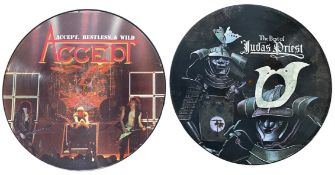 TWO VINYL RECORD PICTURE DISCS - JUDAS PRIEST & ACCEPT