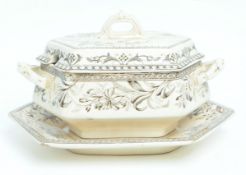 WEDGWOOD - LATE 19TH CENTURY 'LILY' POTTERY TUREEN AND SAUCER