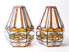 TIFFANY MANNER - PAIR OF GLASS NOUVEAU STYLE LIGHT SHADES