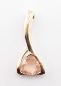 HALLMARKED 9CT GOLD & TIBETAN SUNSTONE NECKLACE PENDANT