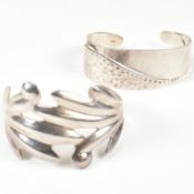 TWO SILVER CUFF BANGLES