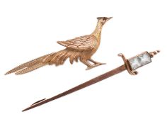 TWO 9CT GOLD BROOCH PINS