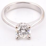 18CT WHITE GOLD & DIAMOND SOLITAIRE RING GIA