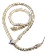 TWO SILVER TONE SNAKE NECKLACE & BRACELET