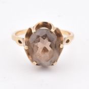 HALLMARKED 9CT GOLD & SMOKY QUARTZ RING
