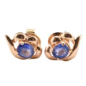 PAIR OF 14CT GOLD & TANZANITE STUD EARRINGS