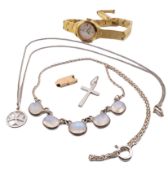 COLLECTION OF SILVER JEWELLERY & ROTARY WRISTWATCH