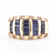 14CT GOLD BLUE & WHITE SAPPHIRE DOME RING