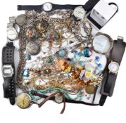 COLLECTION OF COSTUME JEWELLERY & WATCHES