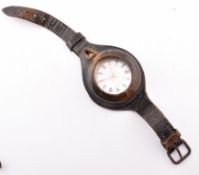 SWISS HALLMARKED SILVER FOB WATCH IN LEATHER WRIST STRAP ADAPTOR