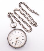 VICTORIAN HALLMARKED SILVER POCKET WATCH WITH SILVER WATCH CHAIN