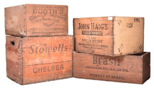 COLLECTION OF FOUR VINTAGE ADVERTISING SHIPPING CRATES