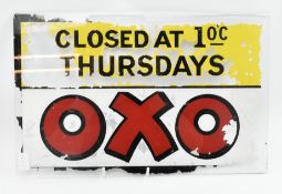 OXO - SCARCE PAINTED GLASS ADVERTISING GLASS PANEL