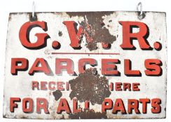 GWR - DOUBLE-SIDED ENAMEL SIGN FOR PARCELS RECEIVED