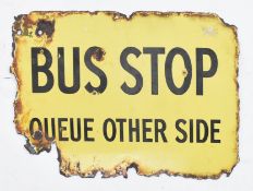 BUS STOP - MID-CENTURY PORCELAIN ENAMEL SIGN