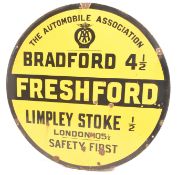 THE AUTOMOBILE ASSOCIATION - LOCAL INTEREST MID CENTURY PORCELAIN ENAMEL ADVERTISING SIGN