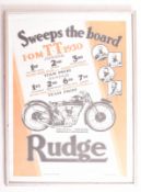 RUDGE - SWEEPS THE BOARD - ISLE OF MAN TT 1930 - VINTAGE POSTER