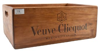 BREWERIANA - VINTAGE VEUVE CLICQUOT WOODEN STORAGE BOX CONTAINER