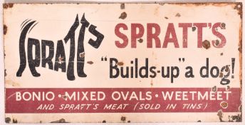 SPRATT'S DOG FOODS - POINT OF SALE ADVERTISING ENAMEL SIGN