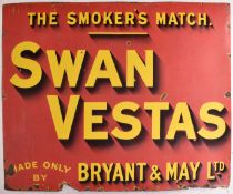 SWAN VESTA - LARGE POINT OF SALE ADVERTISING ENAMEL SIGN