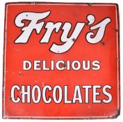 FRY'S DELICIOUS CHOCOLATES - ENAMEL ADVERTISING SIGN