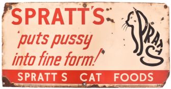 SPRATT'S CAT FOODS - POINT OF SALE ENAMEL ADVERTISING SIGN