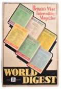 WORLD DIGEST - VINTAGE POINT OF SALE TIN ADVERTISING SIGN