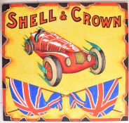SHELL & CROWN - ENAMEL STYLE HAND-PAINTED SIGN ON BOARD