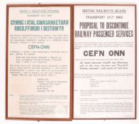 RAILWAYANA - TWO DISCONTINUED PASSENGER SERVICES NOTICE POSTERS